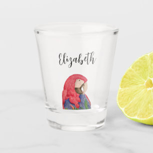 Tropischer Papageienbäumchen Zeichnend Schnapsglas