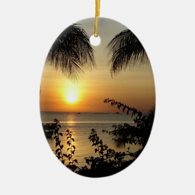 Tropischer Paradies-Strand Keramikornament (Vorne)