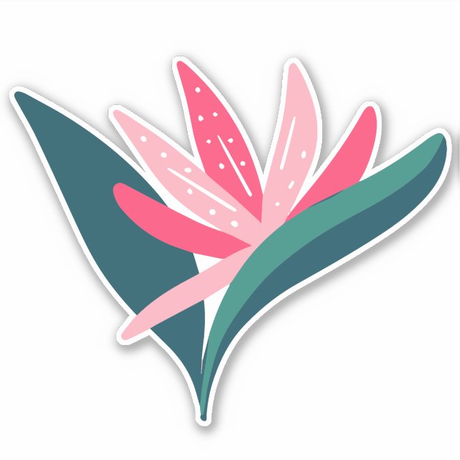 Tropischer Paradiesvogel - Darstellung der rosa Bl Aufkleber (Vorderseite)