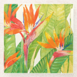 Tropischer Paradiesvogel der Blumen-  Glasuntersetzer