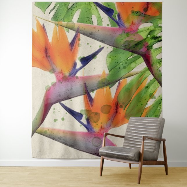 Tropischer Paradiesvogel Wandteppich (Beispiel)