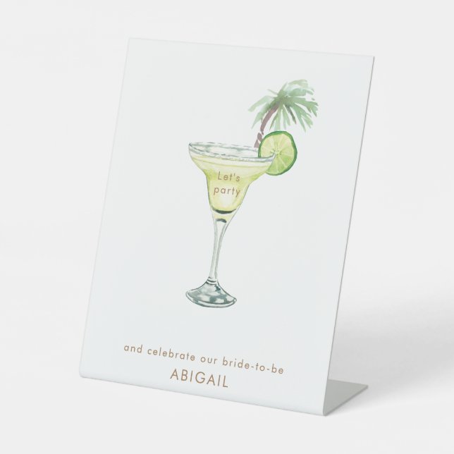 Tropischer Personalisierter Cocktail Paradies Sockelschild (Vorderseite)