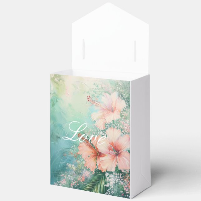 Tropischer Pfirsichweiße Hibiskus Liebe Geschenkschachtel (Offen)