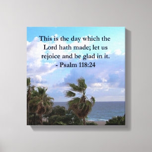 TROPISCHER PSALM 118:24 OZEAN- UND PALMBÄUME LEINWANDDRUCK