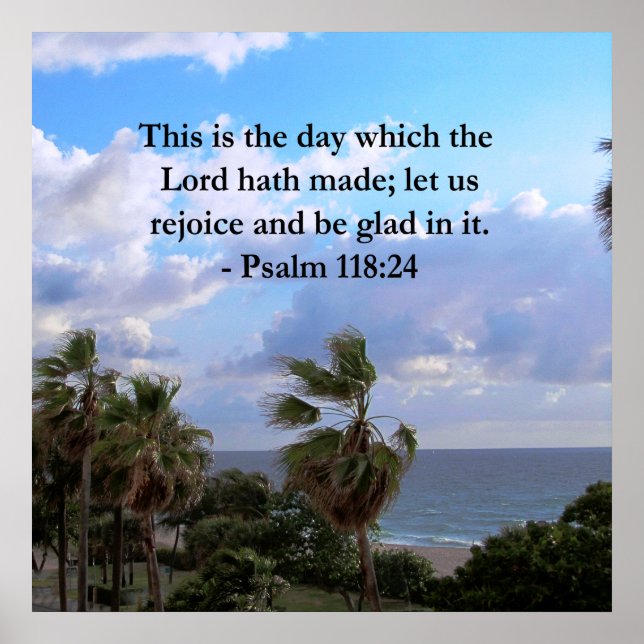 TROPISCHER PSALM 118:24 OZEAN- UND PALMBÄUME POSTER (Vorne)
