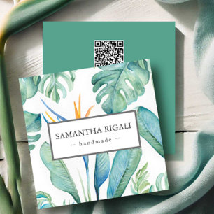 Tropischer QR-Code-Visitenkarte - Tropische Blume Begleitkarte