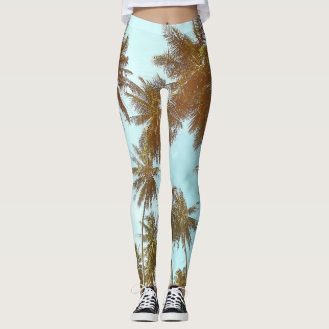Tropischer Rahmen: Abstrakte Palmen Leggings (Vorderseite)