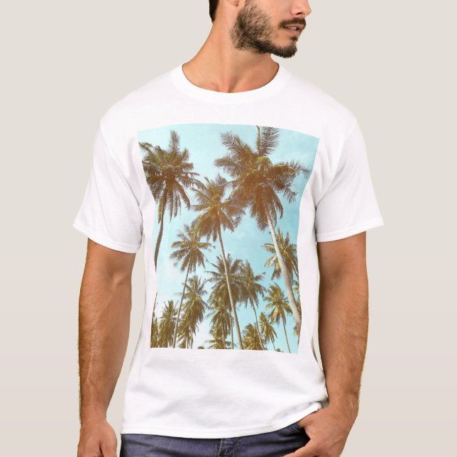 Tropischer Rahmen: Abstrakte Palmen T-Shirt (Vorderseite)