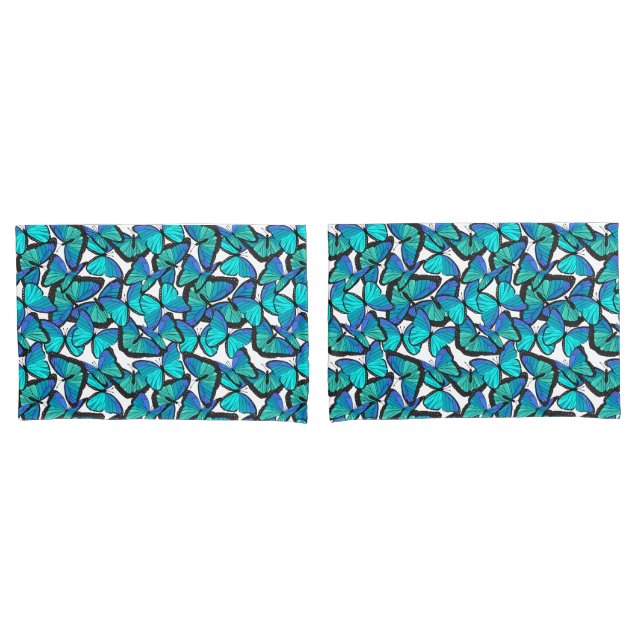 Tropischer Regenwald Hübsche blaue Schmetterlinge  Kissenbezug (Vorderseite-Set)