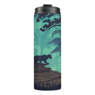 Tropischer Regenwald, Jaguar Abend Hintergrund. Thermosbecher