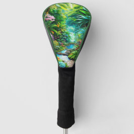 Tropischer Regenwald mit Bäumen und Blume Golf Headcover
