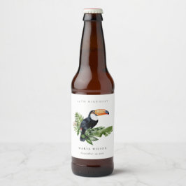 Tropischer Regenwald Toucan Fauna jedes Alter Gebu Bierflaschenetikett