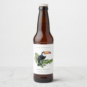 Tropischer Regenwald Toucan Fauna jedes Alter Gebu Bierflaschenetikett