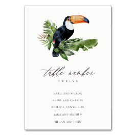 Tropischer Regenwald Toucan Hochzeitsdiagramm Tischnummer