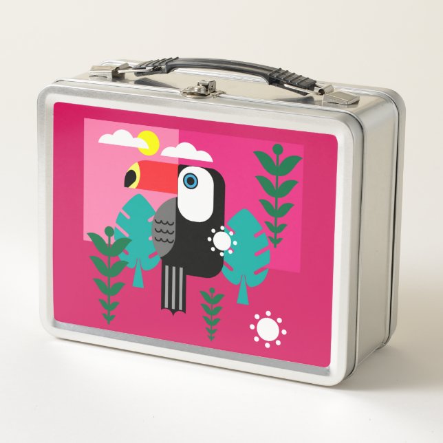 Tropischer Regenwald Toucan Metall Brotdose (Vorderseite)