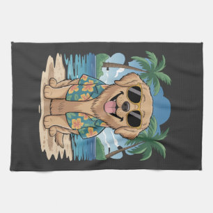 Tropischer Retriever � Golden Beach Vibes Hund Geschirrtuch