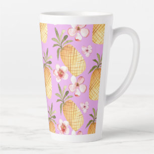 Tropischer Retro-Ananas-Druck auf lila Hintergrund Milchtasse