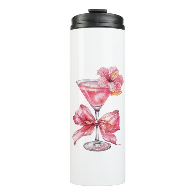 Tropischer rosa Cocktail Thermosbecher (Vorderseite)