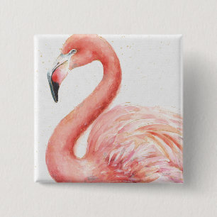Tropischer rosa Flamingo Button