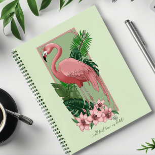 Tropischer Rosa Flamingo Grüne Palmblätter Lilie Notizbuch