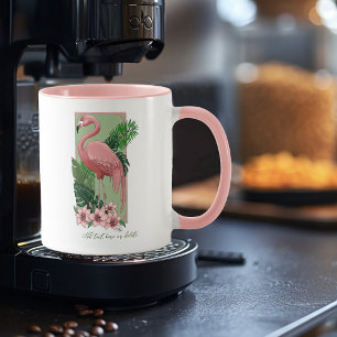 Tropischer Rosa Flamingo Grüne Palmenblätter Lilie Tasse