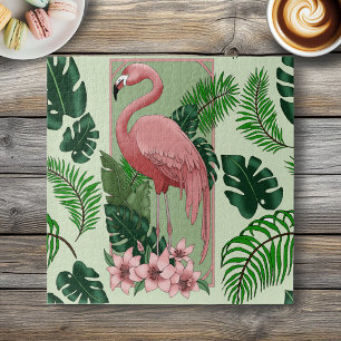 Tropischer Rosa Flamingo Grüne Palmwedel Lilie