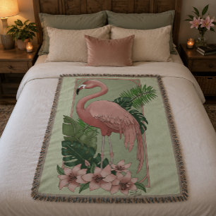 Tropischer Rosa Flamingo Grüne Palmwedel Lilie Decke