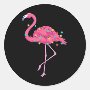 Tropischer Rosa Flamingo Hawaii Sommer Weihnachten Runder Aufkleber