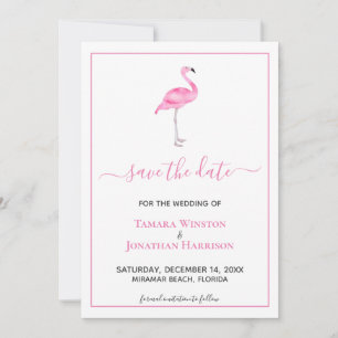 Tropischer Rosa Flamingo Moderne Strandhochzeit Save The Date