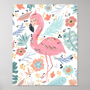 Tropischer Rosa Flamingo Poster