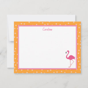 Tropischer Rosa Flamingo Punkte Orange Notizkarte Mitteilungskarte