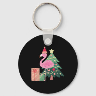Tropischer Rosa Flamingo Sommerurlaub Weihnachten Schlüsselanhänger