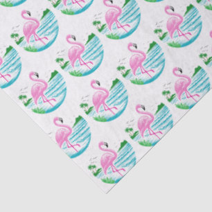 Tropischer Rosa Flamingo Stehend im Wasser, Strand Seidenpapier