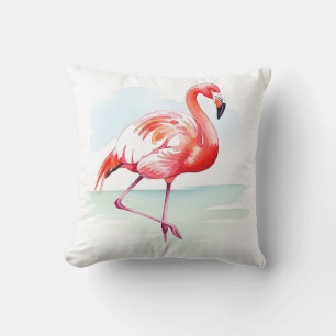 Tropischer Rosa-Flamingo-Wasserfarben-Dekor Kissen