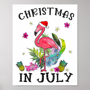 Tropischer rosa Flamingo Weihnachten im Juli Somme Poster