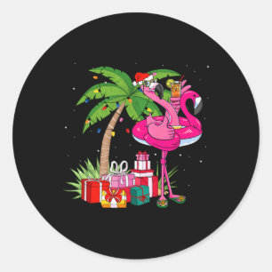 Tropischer Rosa Flamingo Weihnachten Im Juli Somme Runder Aufkleber