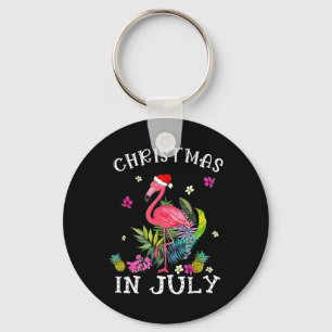 Tropischer Rosa Flamingo Weihnachten Im Juli Somme Schlüsselanhänger