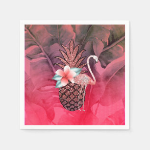 Tropischer rosa Glitter-Ananas-Luau-Party Serviette