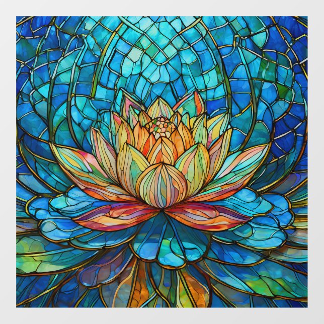 Tropischer Rosa Lotus 3 Glasmalerei Fensteraufkleber (Blatt)