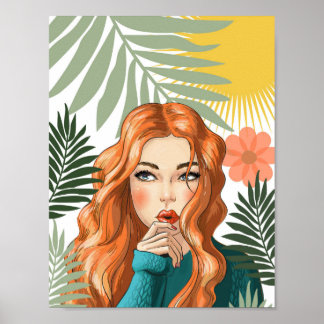 Tropischer Rotschopf-Druck Poster