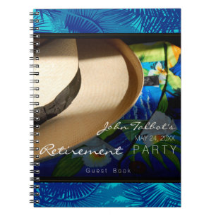 Tropischer Ruhestand mit blauem PalmenGuestBook Notizblock