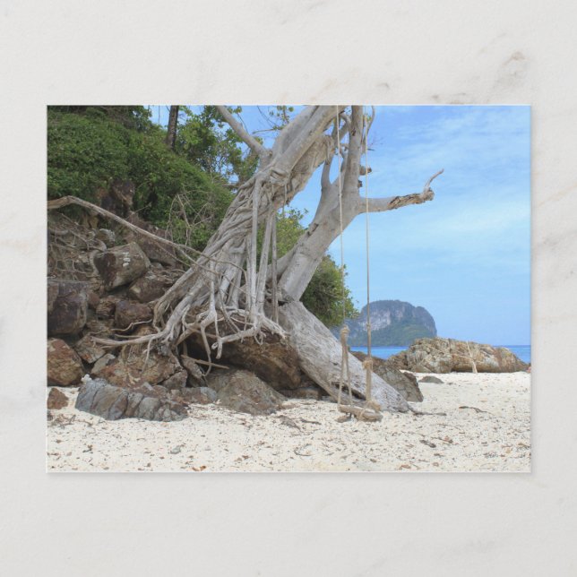 Tropischer Sandstrand Postkarte (Vorderseite)