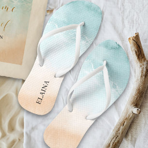 Tropischer Sandstrand Strand Wasserfarbe Personali Flip Flops
