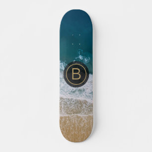 Tropischer Sandstrand Türkis Sea Golden Monogram Skateboard