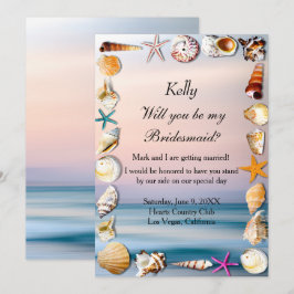 Tropischer Sandstrand und Seashells Bridesmaid Einladung