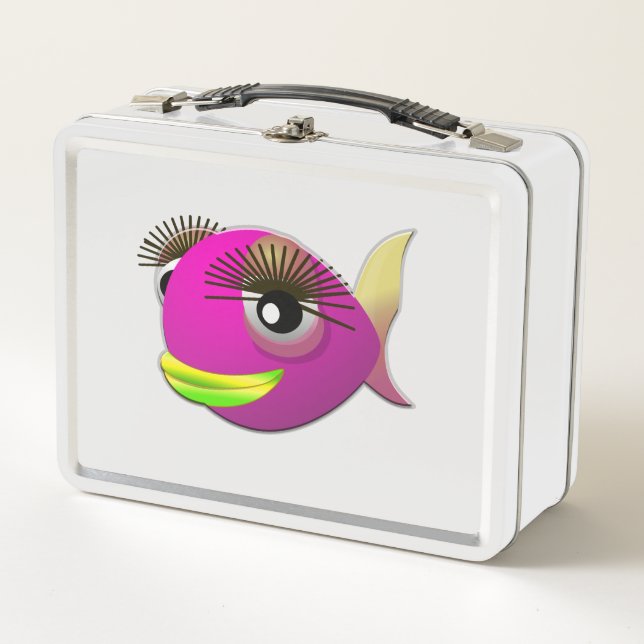 Tropischer, schöner Fisch aus Rosa Metall Brotdose (Vorderseite)