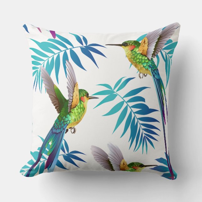 Tropischer Schwanz Hummingbirds Kissen (Vorderseite)