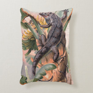 Tropischer Schwarzer Leguan, Vintage Wildes Reptil Dekokissen