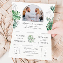 Tropischer Silberpalmen-Foto-QR-Code-Hochzeit