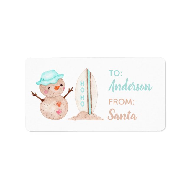 Tropischer Snowman-Geschenksticker Adressaufkleber (Vorne)